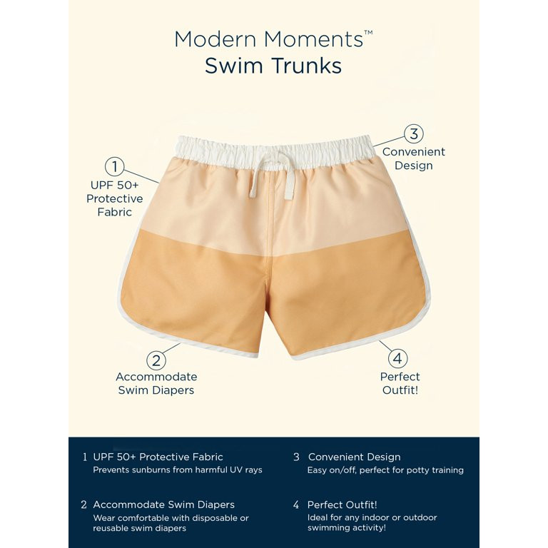 Modern Moments by Gerber Baby and Toddler Boy Swim Trunks with UPF 50+, Sizes 12M-5T | Walmart (US)