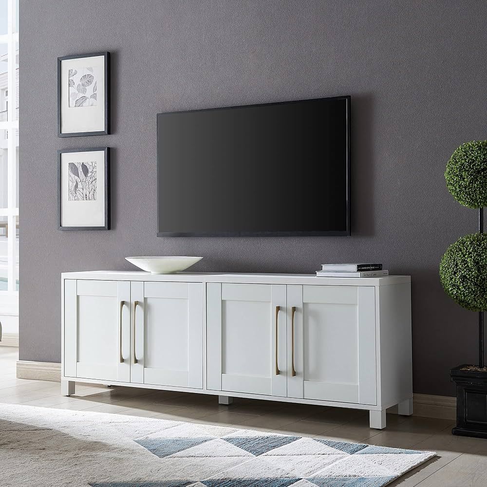 Henn&Hart Rectangular TV Stand for TV's up to 80" in White, TV Stands for the Living Room | Amazon (US)
