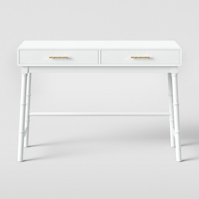 Oslari Wood Writing Desk with Drawers White - Threshold™: Gold-Tone Hardware, Home Office Furniture | Target