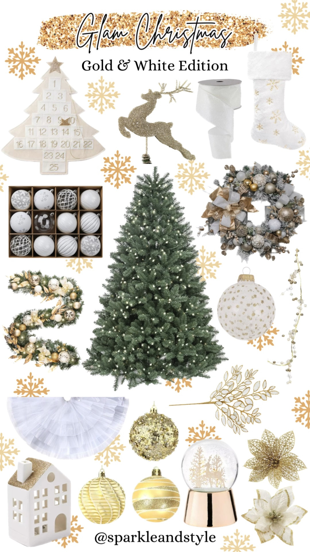Glam Christmas: Gold and White Edition ✨🤍

Christmas decor, Christmas tree, Christmas ornaments, Christmas ribbon, Christmas tree skirt, christmas stocking, Christmas wreath, Christmas tree topper, Christmas stocking holder, gold and white Christmas decor, green Christmas tree, gold and white Christmas ornaments, gold and white Christmas countdown, white tulle ruffle tree skirt, white and gold snowflake christmas stocking, gold poinsettia Christmas ornaments, gold reindeer Christmas tree topper, snow frosted garland, gold and white Christmas decor, polka dot ornaments, gold snow globe, white and gold Christmas houses, white Christmas tree ribbon, snowflake ornament, glitter ornaments, home interior, home decor, home accessories, home decoration, glam Christmas decor, girly girl Christmas, Luxe Christmas, elegant Christmas, classy Christmas, Christmas tree decorations, Christmas decorations

#LTKHoliday #LTKSeasonal #LTKhome