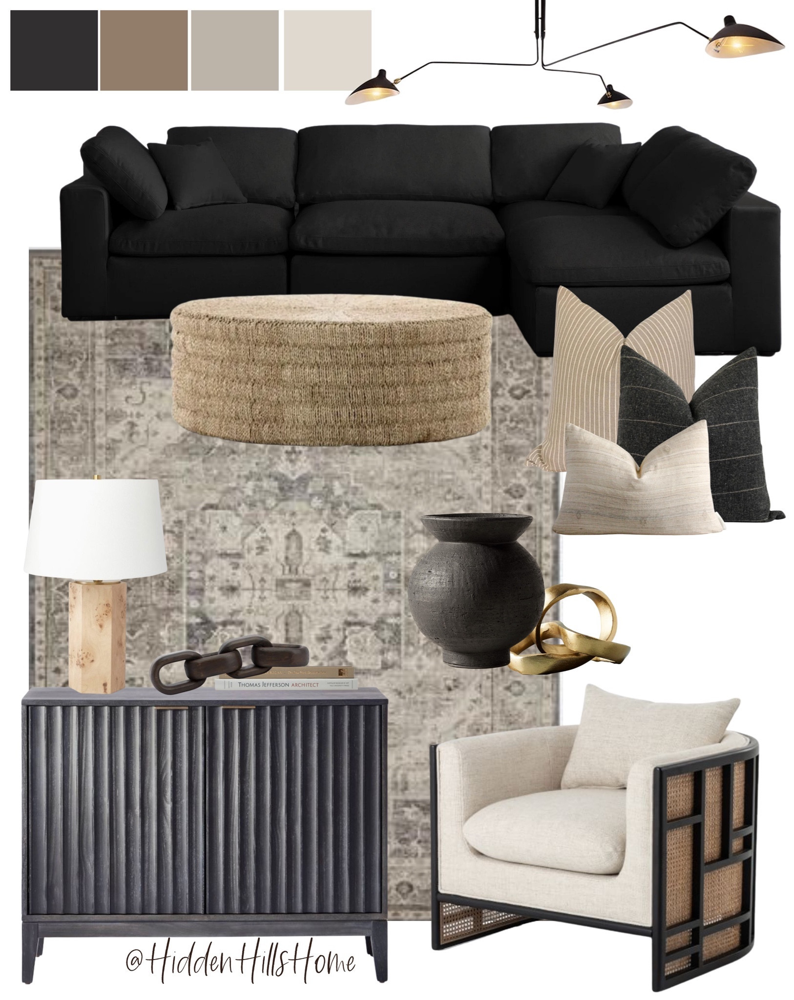 Living room decor, sectional sofa, moody living room decor ideas, living room mood board, cane back accent chair, coffee table #livingroom

#LTKsalealert #LTKhome #LTKstyletip