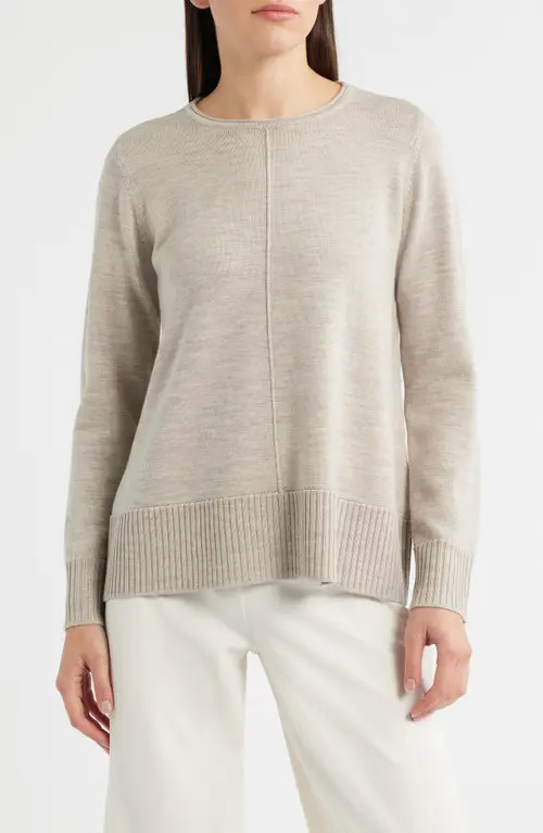 Eileen Fisher Crewneck Wool Sweater in Maple Oat at Nordstrom, Size Xx-Small | Nordstrom