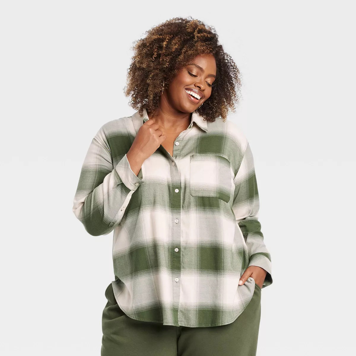 Women's Long Sleeve Flannel Button-Down Shirt - Ava & Viv™ | Target
