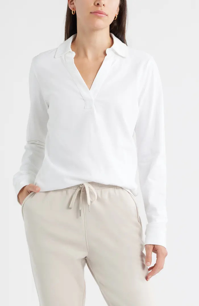 Caslon® Long Sleeve Knit Johnny Collar Top | Nordstrom | Nordstrom