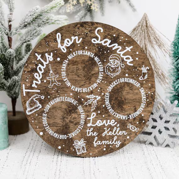 Custom Santa Cookie Plate | Christmas Eve Cookie Tray | Santa Cookie and Milk Platter | Wooden Fa... | Etsy (US)