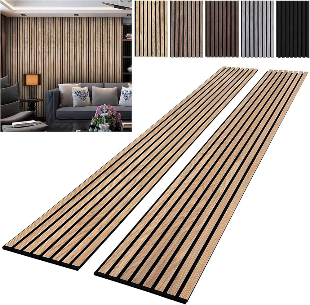 Wood Wall Panels Acoustic Wall Panels for Interior Wall Decoration Two 94.68" x 12.79" Wood Slat ... | Amazon (US)