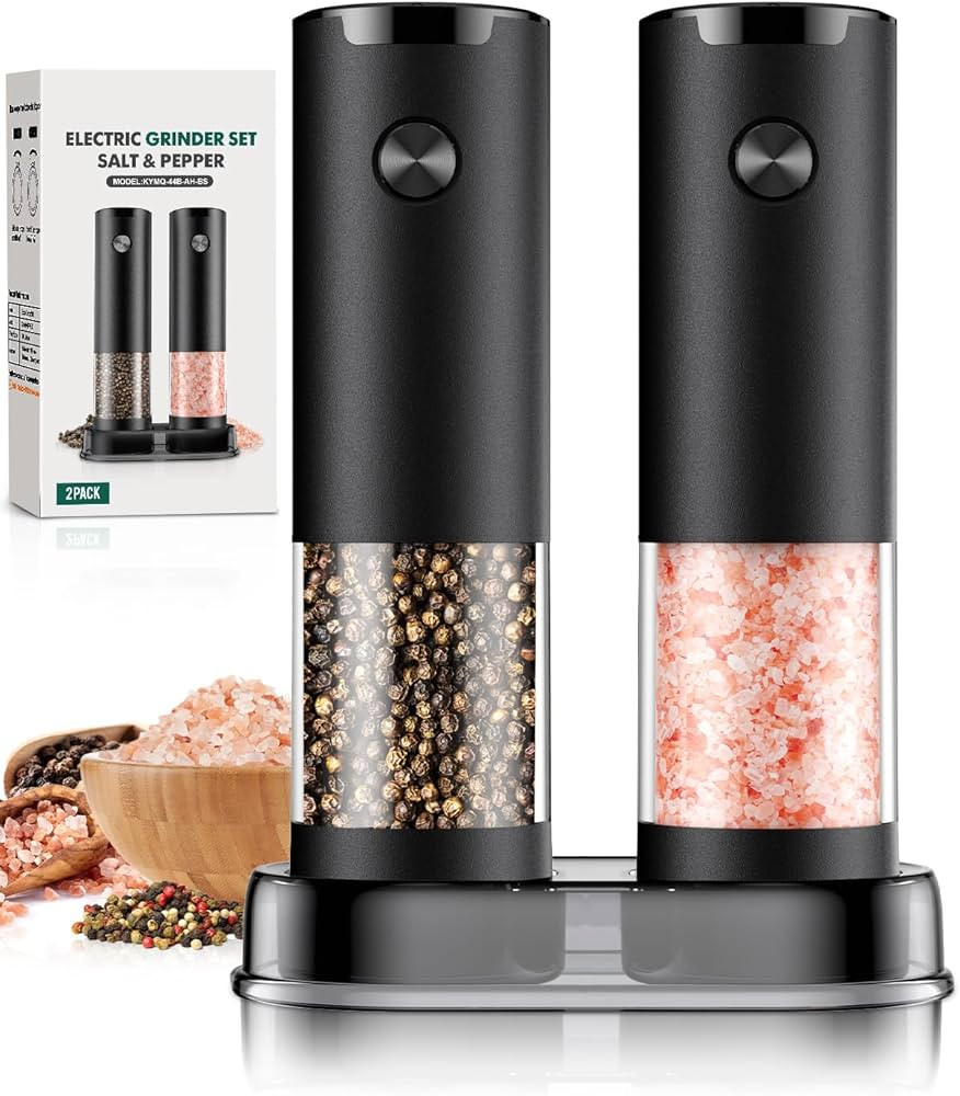 Electric Salt and Pepper Grinder Set Automatic Battery Pepper Mill Shakers Adjustable Coarseness ... | Amazon (US)