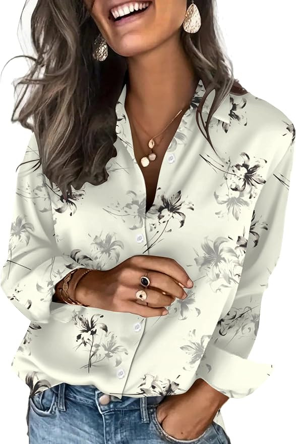 Zeagoo Satin Blouses for Women Silk Button Down Shirts Long Sleeve Tops | Dressy Casual Shirts, B... | Amazon (US)