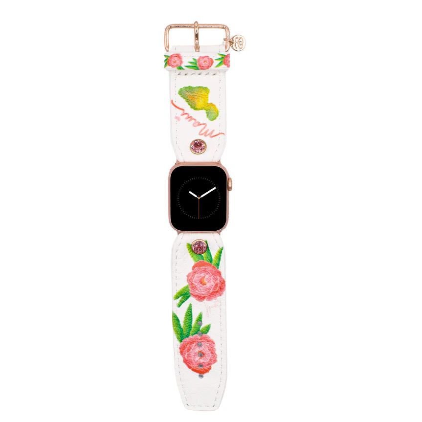 Blessing Band - Maui Rose on Classic White Calfskin Watchband (All Sizes & Watch Types) | Spark*l