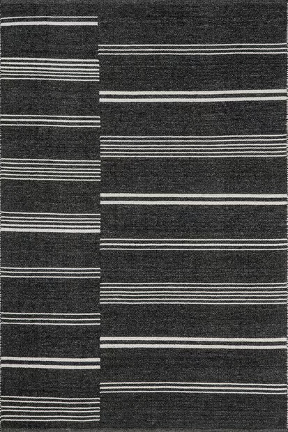 Dark Grey Birchwood Reversible Striped Wool Area Rug | Rugs USA