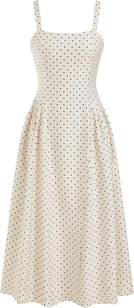 CIDER Womens Polka Dots Summer Casual Dresses Square Neck Sleeveless Midi A Line Elegant Dress | Amazon (US)