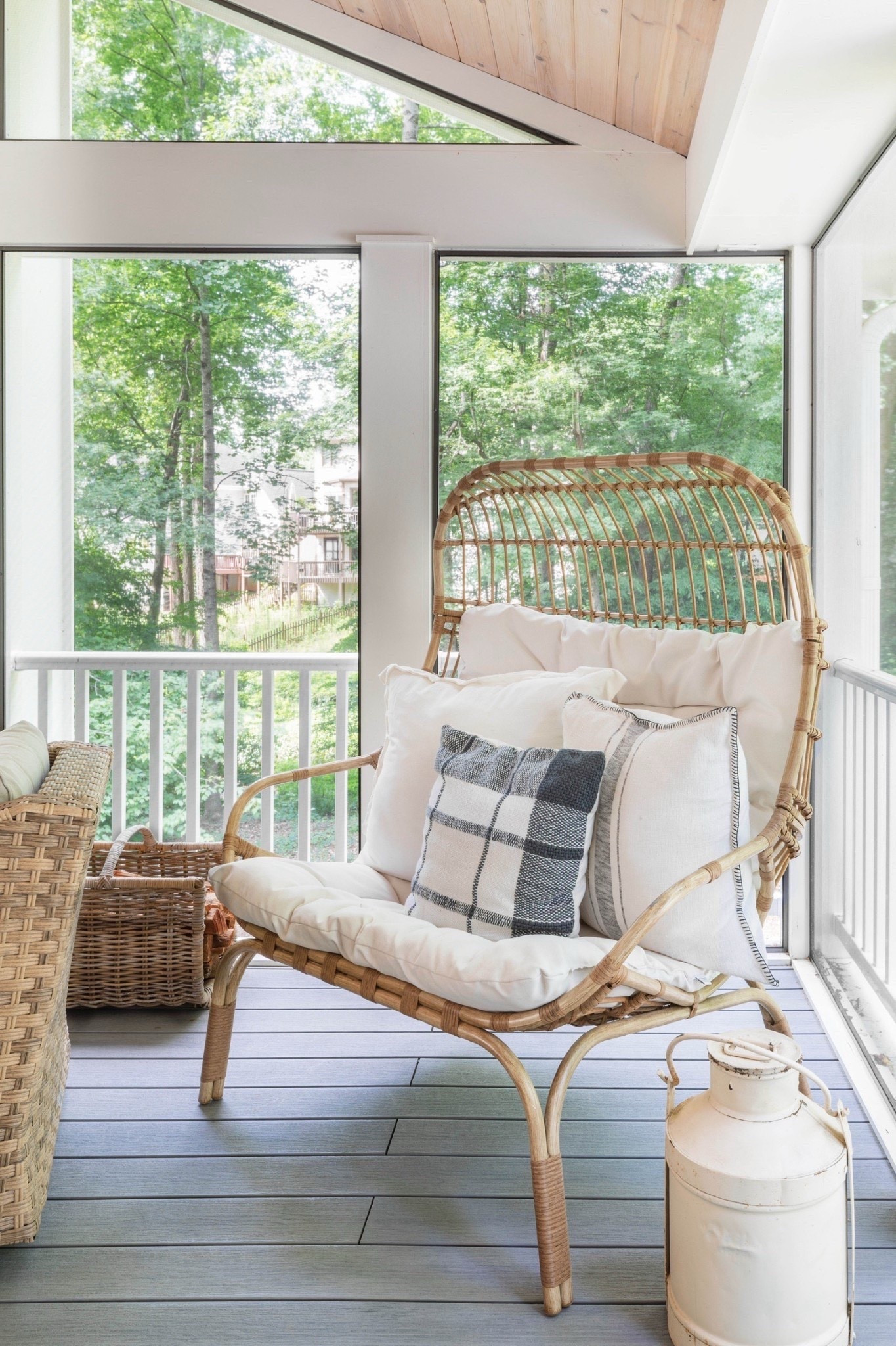 Porch perfection 🌿 A rattan chair with a plush seat cushion and layered throw pillows (including a cozy plaid accent) makes the perfect nook for relaxing. Styled with a wicker basket for storage and a vintage-inspired white milk jug, this corner is all about charm + comfort. ✨

#PorchDecor #OutdoorLiving #RattanChair #CozyCushions #ThrowPillows #PlaidPillow #WickerBasket #MilkJugDecor #PorchGoals #eanesinteriors


#LTKdayinmylife #LTKHome #LTKvlog