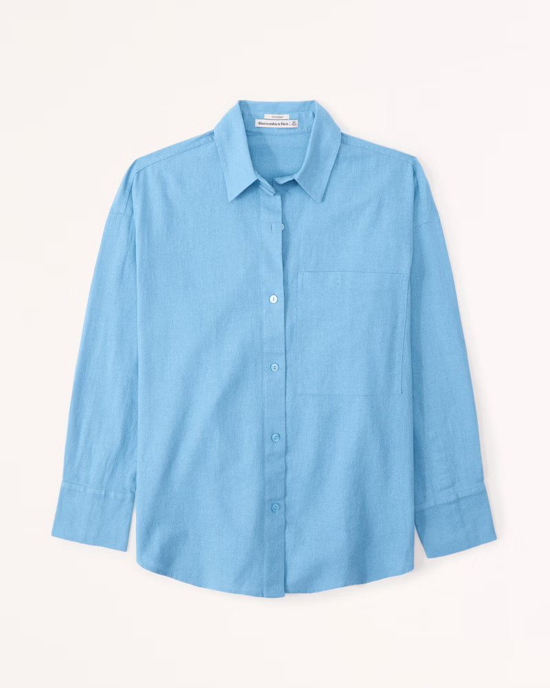 Oversized Linen-Blend Shirt | Abercrombie & Fitch (US)