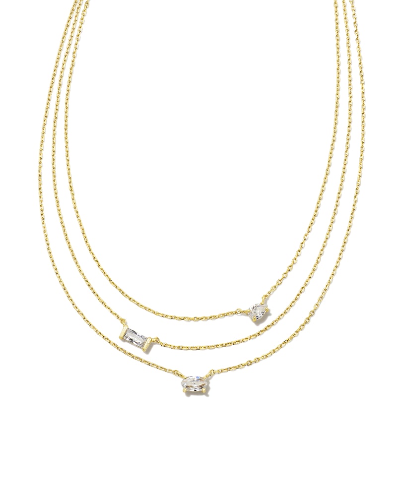 Mayel Gold Multi Strand Necklace in White Crystal | Kendra Scott | Kendra Scott
