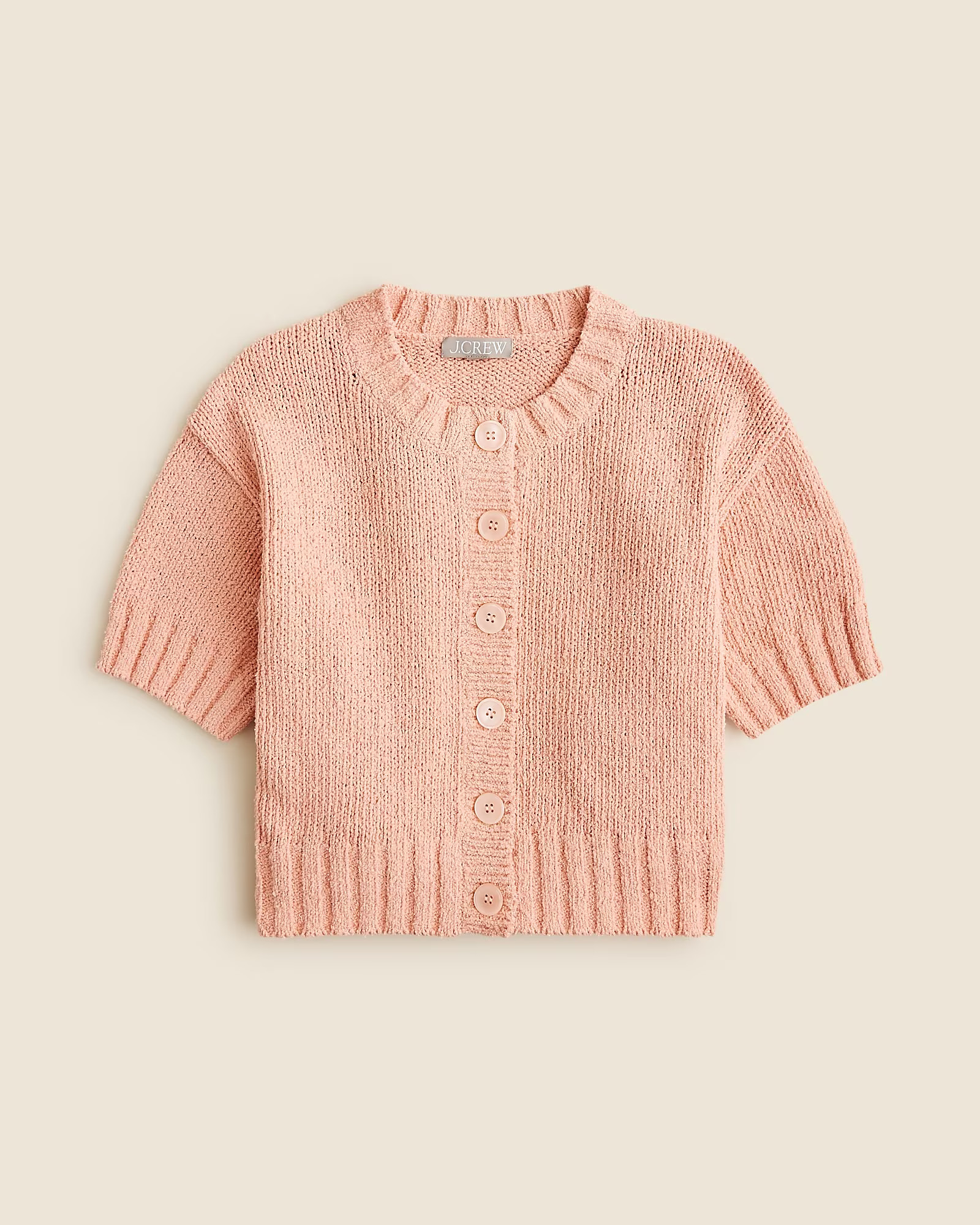 Marina crewneck cardigan in textured cotton blend | J. Crew US