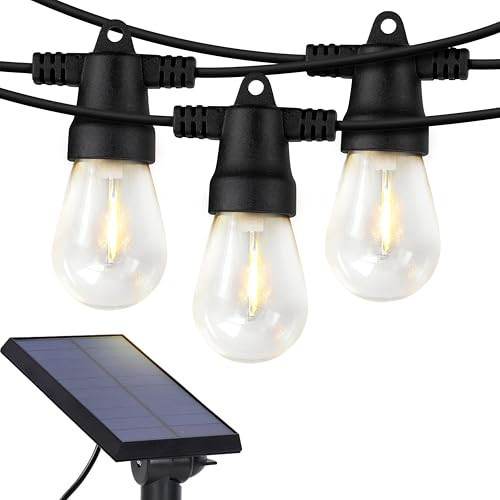 Brightech Ambience Pro Solar Powered Outdoor String Lights, 48 ft Commercial Grade Waterproof Patio Lights, 15 Edison Bulbs, Shatterproof LED String Lights for Outside, Porch - 1W Soft White | Amazon (US)