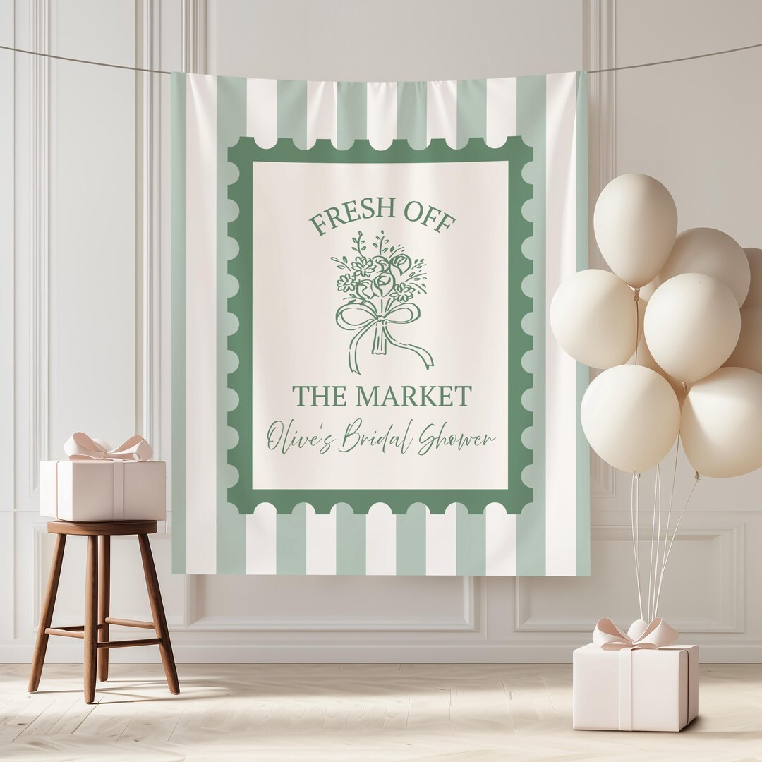She's Fresh off the Market Backdrop, Custom Bridal Shower Decor, Bachelorette Party Banner, Flora... | Etsy (US)