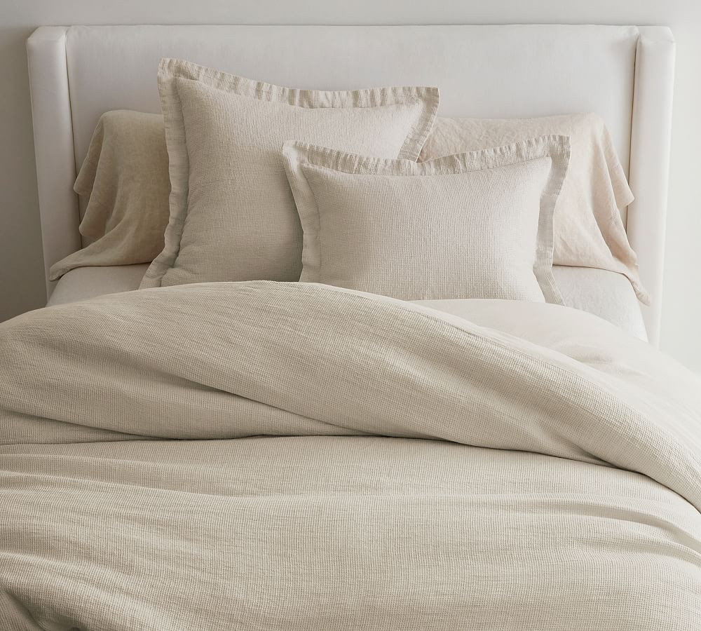 European Flax Linen Waffle Duvet, Flax, Twin/Twin XL | Pottery Barn (US)