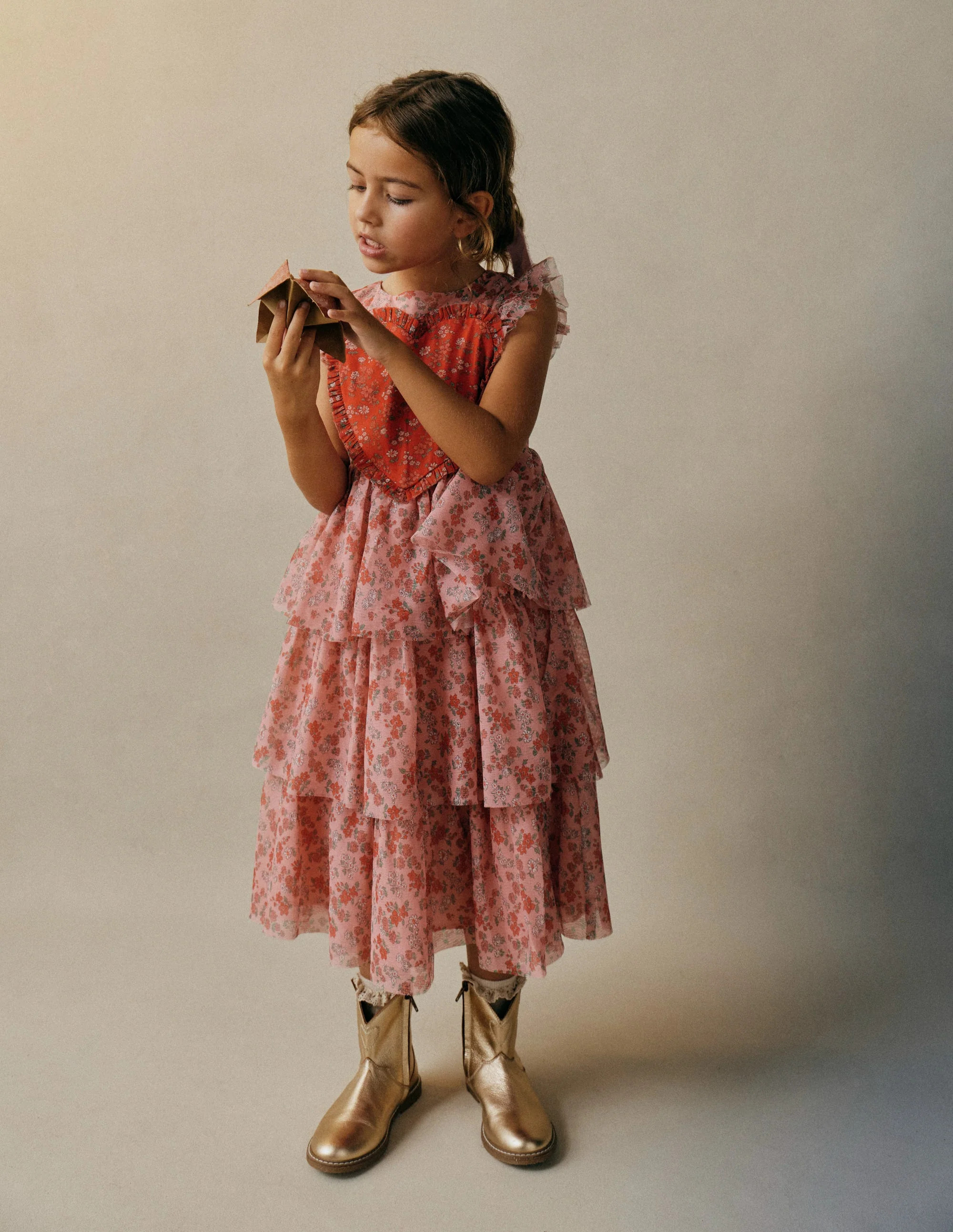 Heart Tulle Dress-Salmon Pink Meadow Floral | Boden (US)