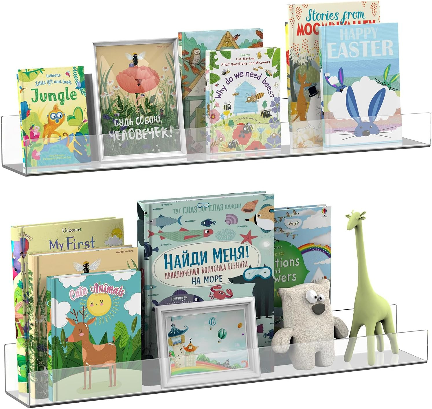 Tatub 24" Clear Acrylic Shelves for Wall 2 PCS, Floating Bookshelf for Kids, Clear Floating Shelv... | Amazon (US)