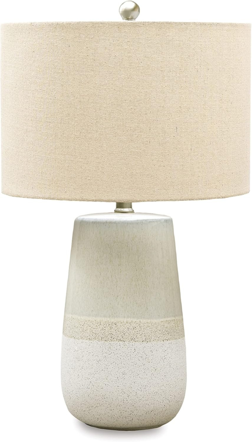 Signature Design by Ashley Shavon Contemporary 27" Textured Neutral Glaze Table Lamp, Beige & Whi... | Amazon (US)