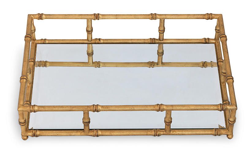 24" Doheny Tray, Gold/Mirror | One Kings Lane