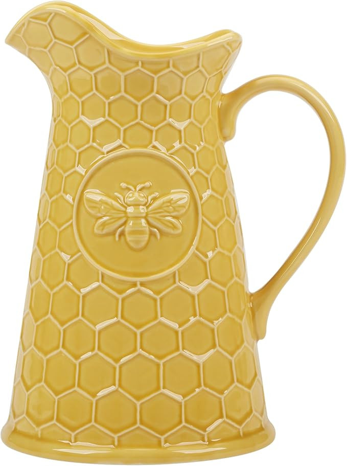 Certified International French Bees Embossed Honeycomb 88 oz. Pitcher, 7.75" x 6.25" x 10" | Amazon (US)