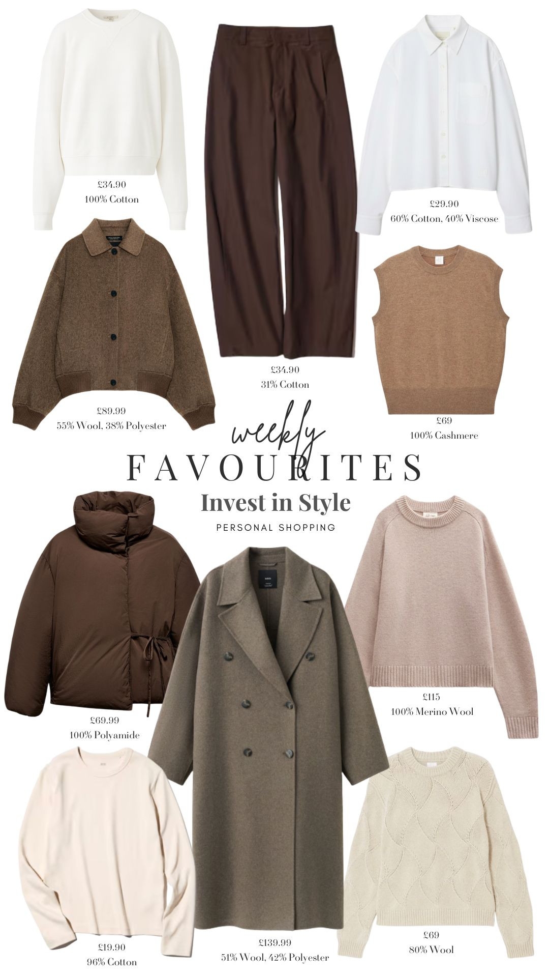 Weekly Favourites! 

Wardrobe Staples, Winter Style, Winter Fashion, Winter Essentials, Knitwear, Jumper Wool Shirt, Capsule Collection, Brown Barrel Leg Trousers  

 #LTKuk #LTKwinter #LTKeurope