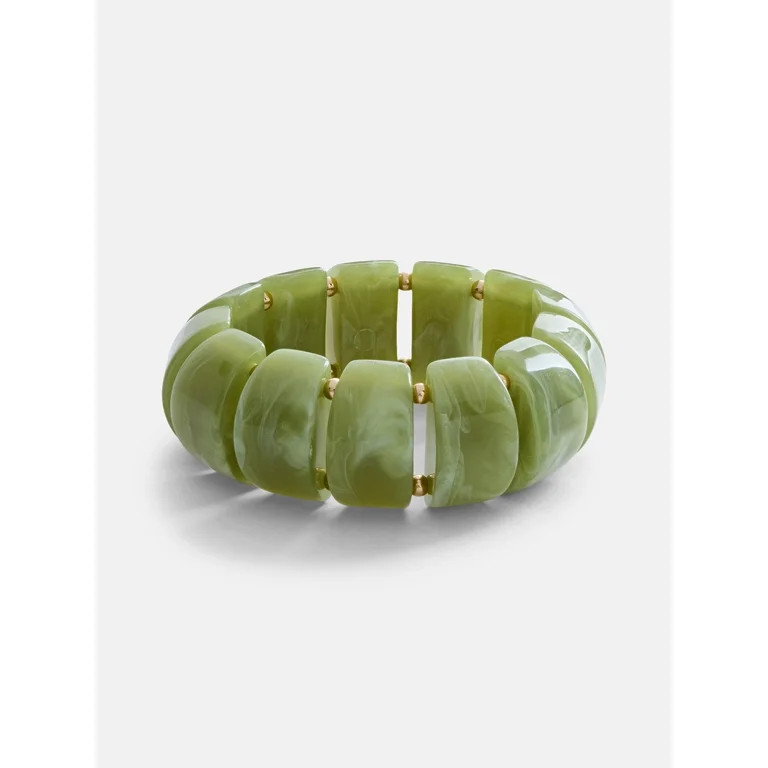 Scenario Women's Green Marbled Resin Stretch Bracelet | Walmart (US)
