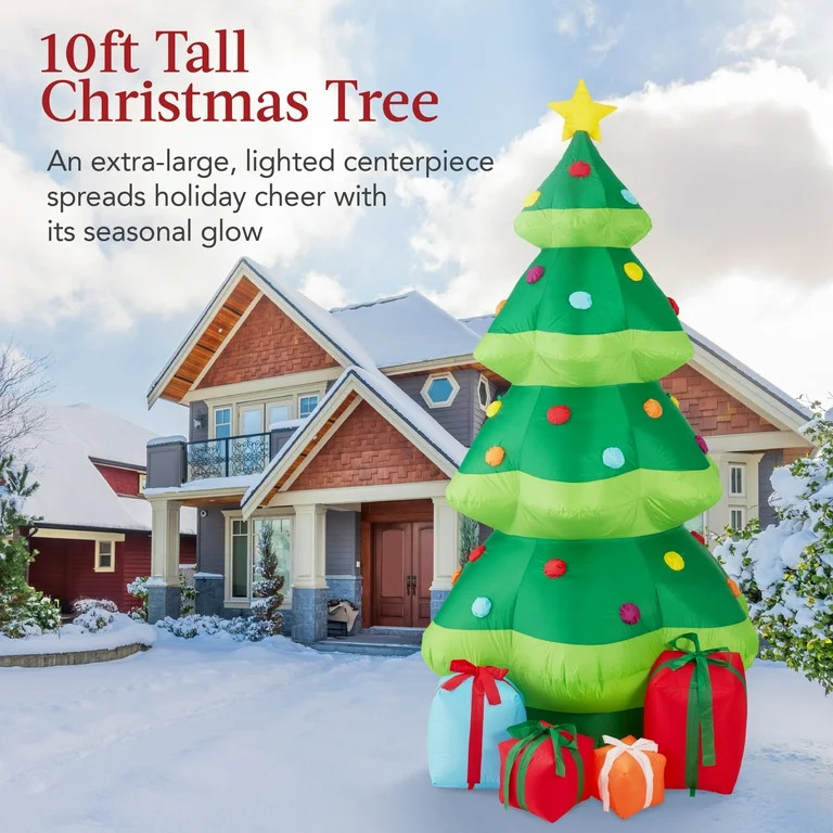 Best Choice Products 10ft Inflatable Christmas Tree, Large Lighted Outdoor Blow Up Decor w/ 10 LE... | Walmart (US)