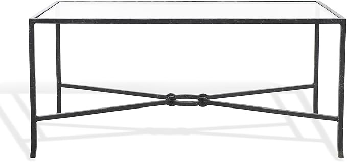 SAFAVIEH Couture Collection Tauri Black Metal Glass Top Rectangle Coffee Table (Fully Assembled) | Amazon (US)