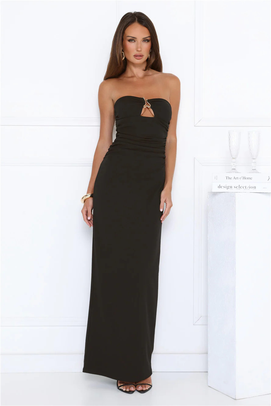 Glow Getter Mode Strapless Maxi Dress Black | Hello Molly (US)
