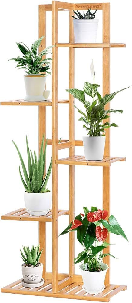VIVOSUN Bamboo Plant Stand 5 Tier 6 Potted for Indoor Plants, Tall Plant Shelf Indoor Plant Rack ... | Amazon (US)
