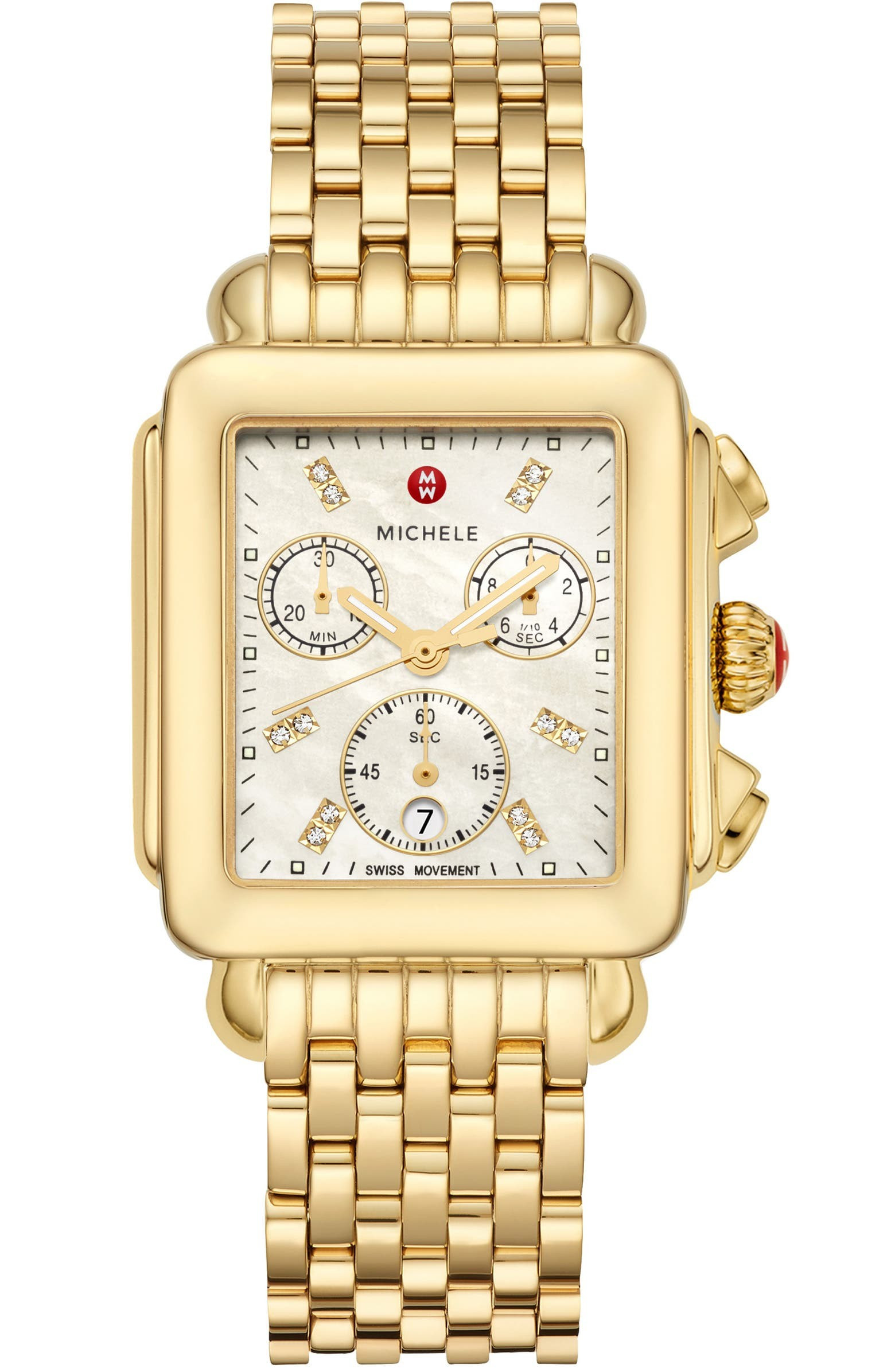 MICHELE Deco Diamond Chronograph Watch Head & Bracelet, 33mm | Nordstrom | Nordstrom