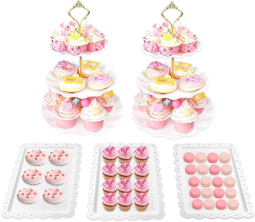 Cake Stand Set-5 Pcs Cupcake Stand Set-Dessert Table Display With 2xlarge 3-Tier + 3x Appetizer T... | Amazon (US)
