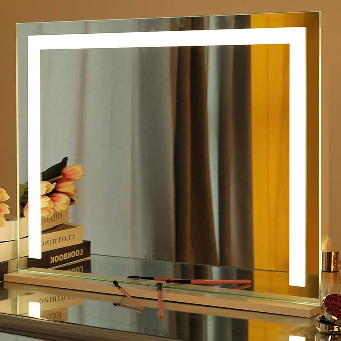 Large Vanity Mirror with 3 Color Modes - Hollywood Lighted Makeup Mirror with Dimmable Lights & U... | Amazon (US)