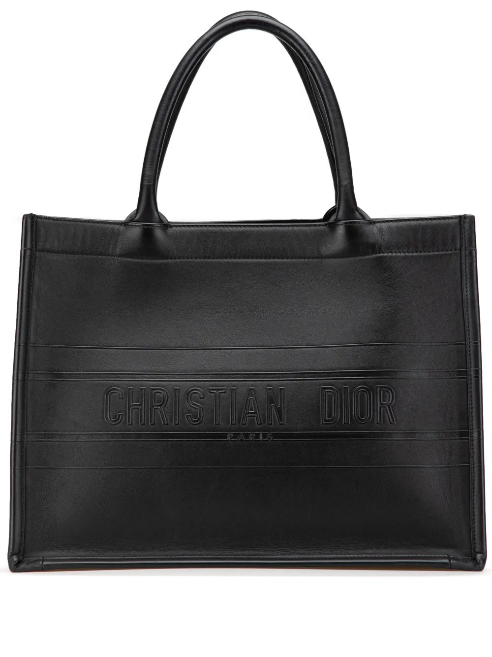 Christian Dior Pre-Owned 2022 Medium Embossed Leather Book tote bag - Black | Farfetch Global