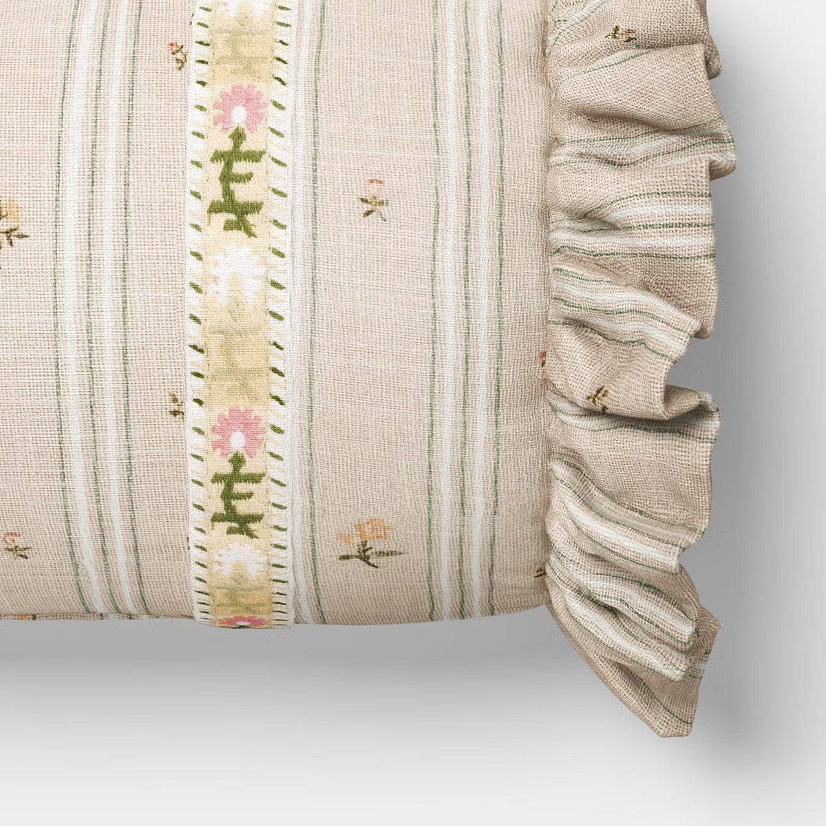 Floral Bolster Jacquard Throw Pillow Pink/Cream - Threshold™ designed with Studio McGee | Target