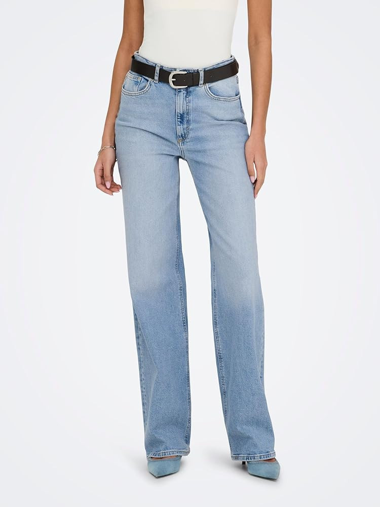 ONLY Women's Onljuicy Hw Wide Leg Rea707 DNM Noos Jeans | Amazon (UK)