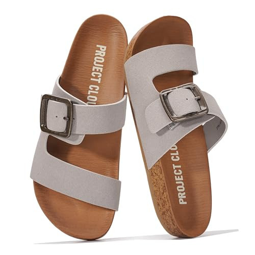 Project Cloud Genuine Leather Womens Sandals – Plush Insole Sandals for Women 2026 – Lightweight & Non Slip Slides & Women Footwear with Buckle (Balanced) (ASHSDE, 9) | Amazon (US)