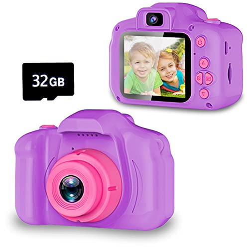 Seckton Upgrade Kids Selfie Camera, Christmas Birthday Gifts for Girls Age 3-9, HD Digital Video Cameras for Toddler, Portable Toy for 3 4 5 6 7 8 Year Old Girl with 32GB SD Card-Purple | Amazon (US)