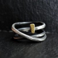 Silver & Gold Ring, Oxidized Sterling Silver Ring With Accent | Etsy (US)