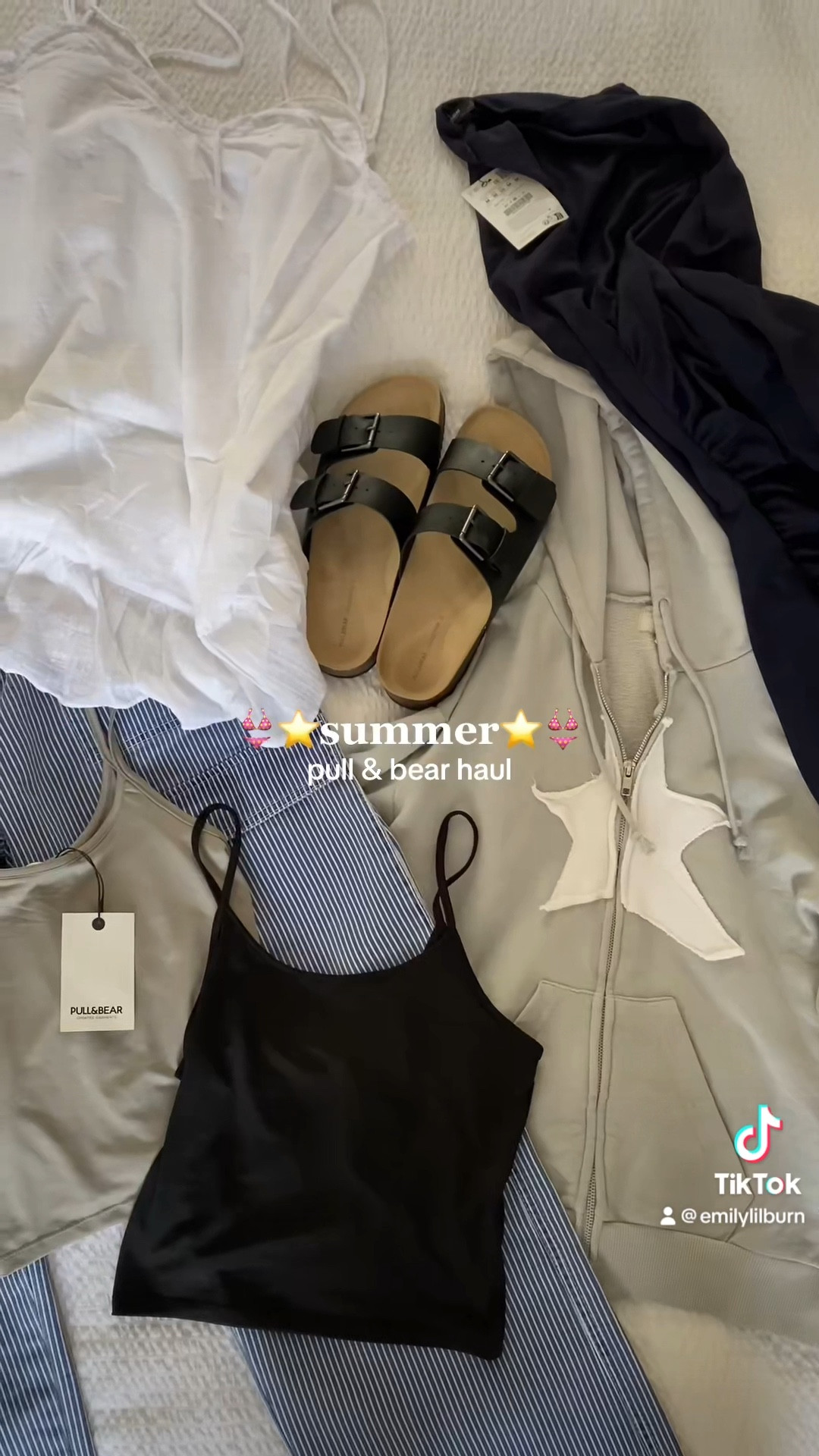 Summer haul, white mini dress, basics, vests, crop top, grey hoodie, Y2K, wide leg pinstripe jeans, Birkenstocks, pull and bear

#LTKeurope #LTKstyletip #LTKSeasonal