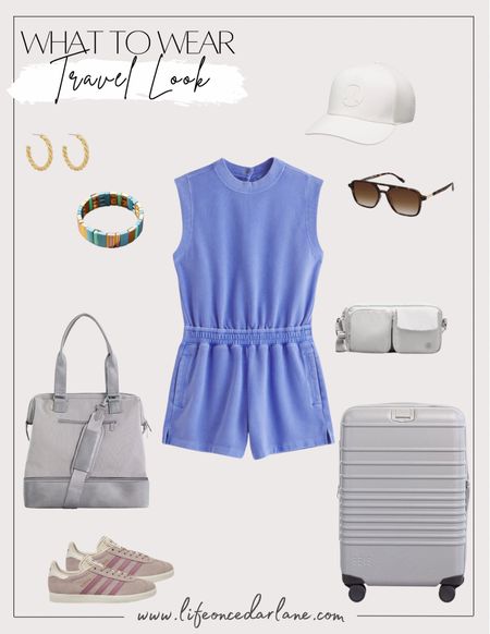 The perfect Abercrombie romper perfect for travel & casual summer look! Love this Beis luggage too!

#adidasgazelle #traveloutfit

#LTKTravel #LTKSaleAlert #LTKFindsUnder100