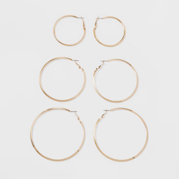 Hoop Earrings 3pc - A New Day™ Gold | Target