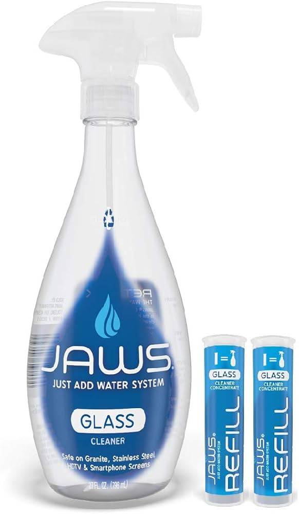 JAWS Glass Cleaner Bottle with 2 Refill Pods. Refillable Cleaning Supplies | Amazon (US)