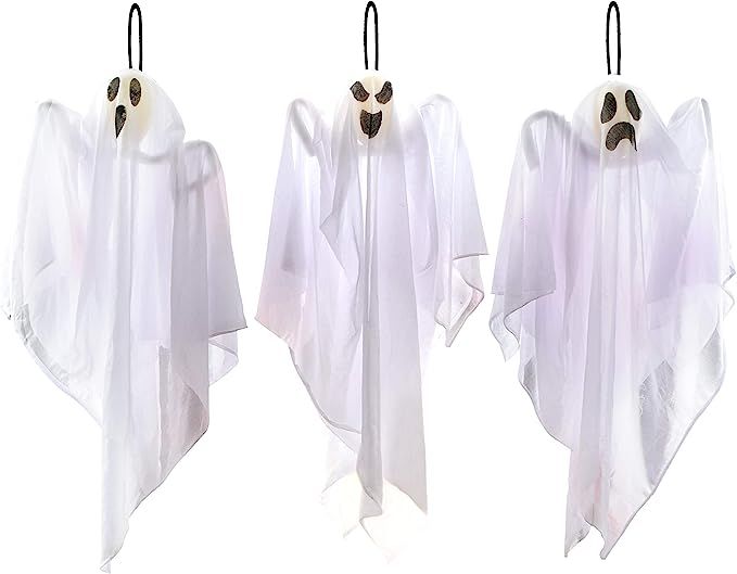 JOYIN 3 Pack Halloween Party Decoration 25.5" Hanging Ghosts, Cute Flying Ghost for Front Yard Pa... | Amazon (US)