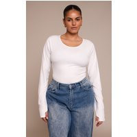 Plus White Sculpt Long Sleeve Bodysuit | PrettyLittleThing US