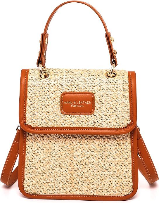 Straw Beach Bags for Women, Cute Woven Bag Small Straw Crossbody Bags Shoulder Handbag for Summer... | Amazon (US)