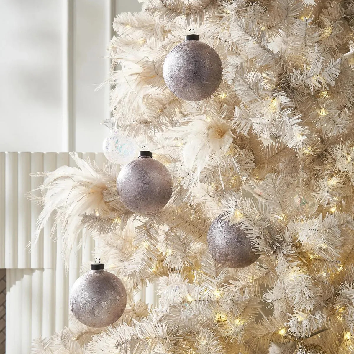 Silver Textured Glass Ornament - Set of 4 | Z Gallerie